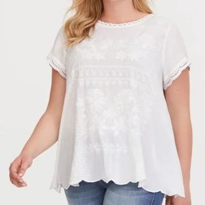 Torrid Vhallis Babydoll Blouse White 2